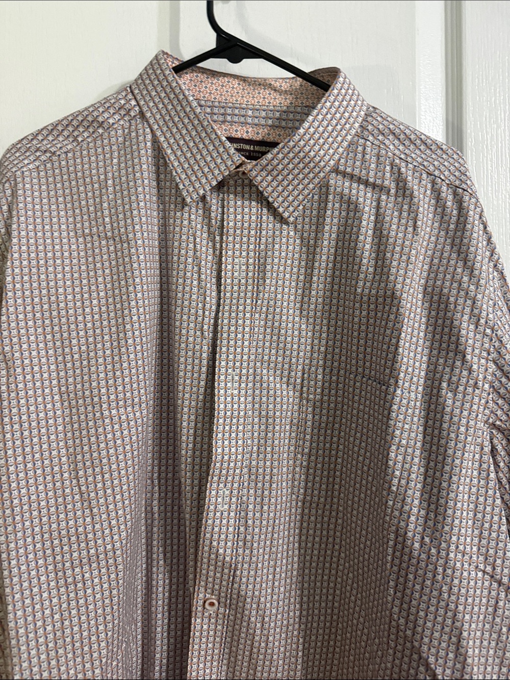 Stone Rose Men's Button-Up Dress Shirt in Brown and White Pattern
